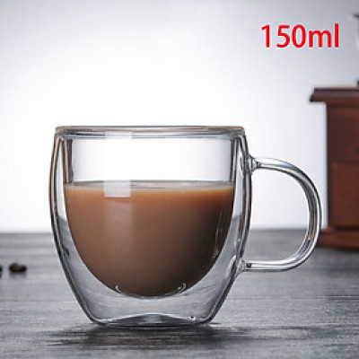 Mẫu ly thủy tinh 2 lớp nhiều dung tích uống trà uống cà phê