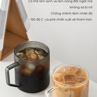 Ly thủy tinh uống trà cà phê 360ml CAFE DE KONA