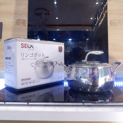 Nồi Táo Inox 5 Đáy Seka Size 22cm Nắp Kính Đáy Liền Dùng Được Mọi Loại Bếp- Hàng Chính Hãng