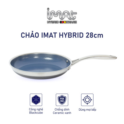 [Hàng chính hãng] Chảo chiên/ rán iMAT Hybrid Blackcube chống dính Ceramic lòng xanh mới size 22cm