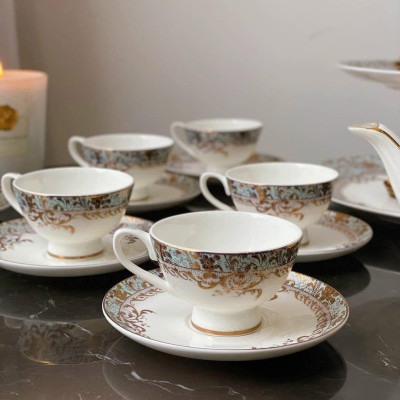 Bộ Trà Sứ Xanh Ngọc Dây Vàng Imperial Hàng chính hãng