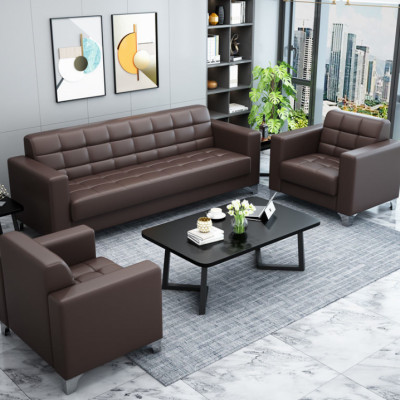 Bộ sofa băng văn phòng bọc da cao cấp Tundo kèm ghế đơn HVPCT-08