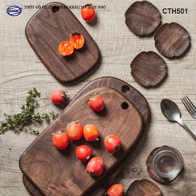 Thớt cỡ nhỏ gỗ óc chó nhập khẩu Mỹ - khay bánh mì/trái cây tráng miệng/bít tết/ trang trí bàn ăn - CTH501
