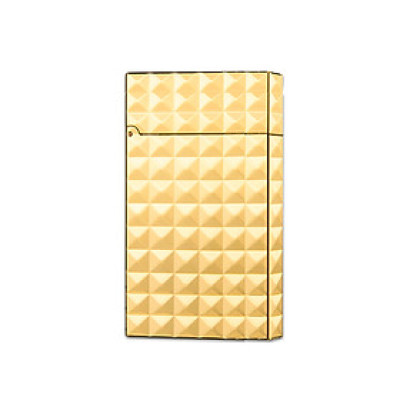 Vỏ Hột Quẹt Bật Lửa Xăng Đá Upon Vàng Caro Vân Kim Cương DX02V Tiếng Mở Nắp Hay, Cầm Chắc Tay - Dùng Xăng Bấc Đá Cao Cấp