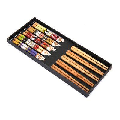 Combo 02 Set đũa tre Tanaka in họa tiết hoa văn tinh xảo - Nội địa Nhật Bản (Set 05 đôi)