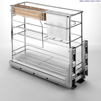 Giá đựng dao thớt Tundo DCT1625 nan vuông ray âm giảm chấn Boss R210 x C475 x S455 mm