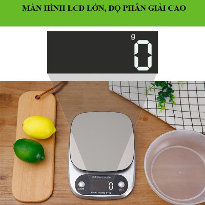 Cân điện tử nhà bếp định lượng tối đa 5kg, cân tiểu ly độ chính xác đạt 0,1g