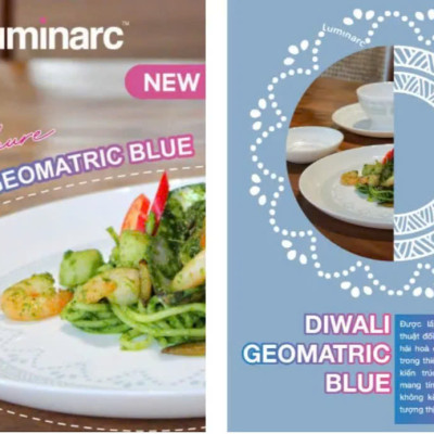 Bộ 6 Đĩa Chấm Thủy Tinh Luminarc Diwali Geomatric Blue 11cm - V6539 - Bộ 6 đĩa
