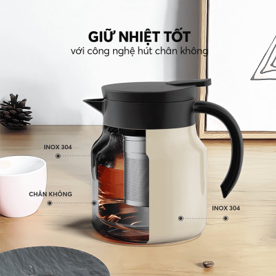 Bình giữ nhiệt 900ml Elmich EL8299, Hàng chính hãng, inox 304, có lõi lọc pha trà, cà phê - JoyMall