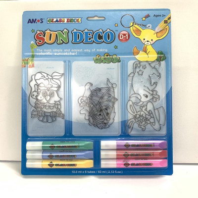 Bộ bút vẽ trang trí móc khoá nhập khẩu Hàn Quốc AMOS Glass Deco Sun Deco IV SD10P6-D1