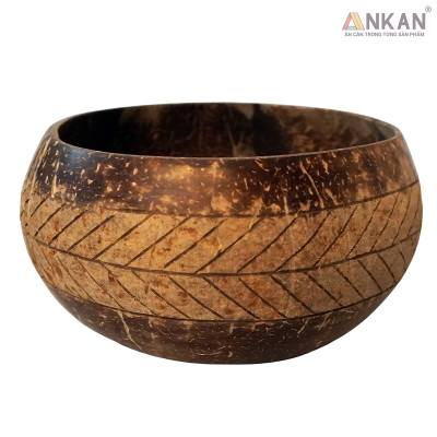 Bát Gáo Dừa Khắc Lá Cọ Thủ Công – Đựng Ngũ Cốc, Sinh Tố, Chè, Bánh Kẹo, Decor Spa
