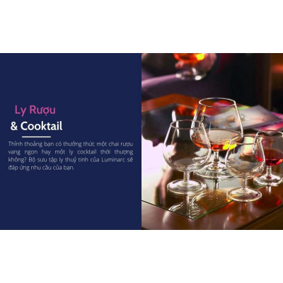 Ly Rượu Vang Thủy Tinh Luminarc Val Surloire 350ML & 470ML - Bộ 6 ly - L9569 & L9570