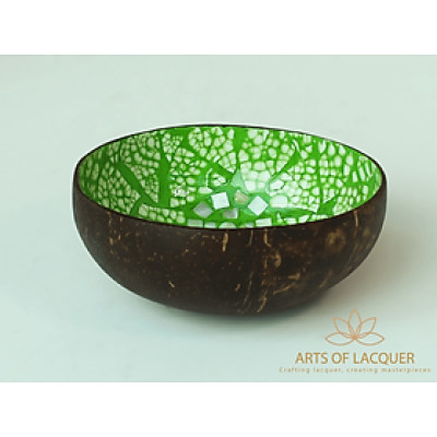 Bát Dừa Khảm Vỏ Trai Màu Xanh Ngọc Lục Bảo