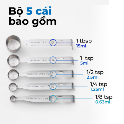 Bộ Muỗng Đong Định Lượng KAI Nhật Bản - Select 100 - Bộ 4 Cái/5 Cái