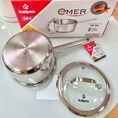 Quánh inox 3 lớp liền khối Kalpen Emer EM16 size 16cm - Hàng Đức, bảo hành 30 năm