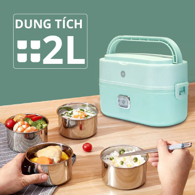 Hộp Hâm Cơm, Thức Ăn 2 tầng Mishio MK317 inox 304 - Hàng chính hãng
