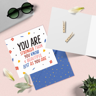 Set 5 thiệp mừng phụ nữ 8/3, 20/10, động viên, truyền cảm hứng SDstationery Bold and Beautiful trẻ trung hiện đại 12x12cm