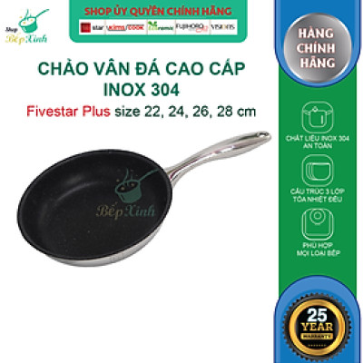 Chảo Chống Dính 3 Lớp Vân Đá Inox 304 Fivestar (22cm)