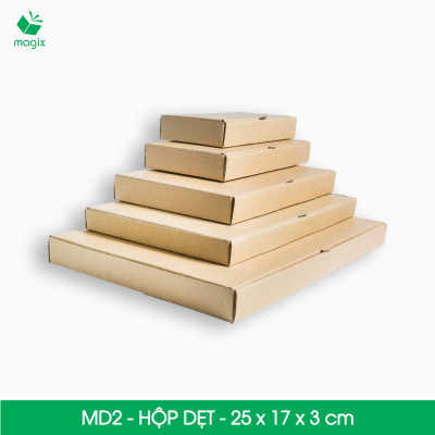 MD2 - 25x17x3 cm - 25 Thùng hộp carton trơn đóng hàng