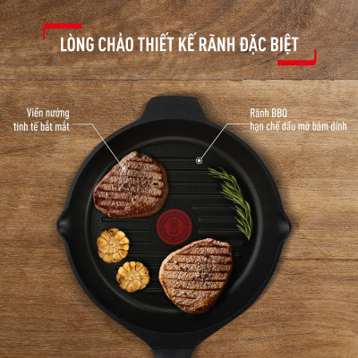 Chảo đúc cao cấp nướng, chiên Tefal Robusto có miệng rót 26cm 