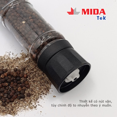Dụng cụ xay tiêu MIDATEK cối xay ceramic chai nhựa dung tích 200ML miệng hũ 45mm
