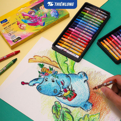 Bút sáp 12/18 màu Thiên Long Colokit - Màu sắc tươi sáng Phủ đều màu Bền màu - Phiên bản Akooland