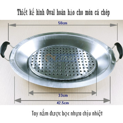 Khay Lẩu Cá Chép Om Dưa Cả Con, Có Vỉ Đáy Chống Cháy Sát, Inox  Đun Trên Mọi Loại Bếp Hàng Chính Hãng