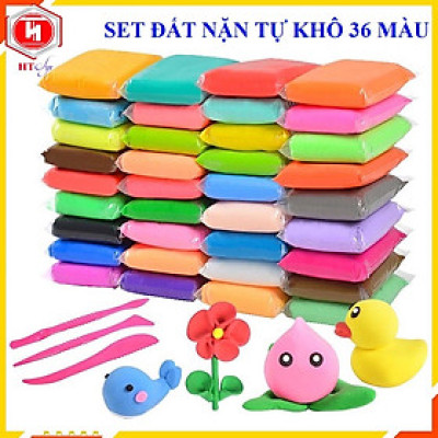 Đất Sét Tự Khô, Đất Nặn 36 Màu, Siêu Nhẹ, Chất Liệu An Toàn, Tặng Kèm Bộ Dụng Cụ