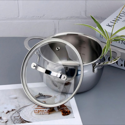 Nồi Canh SEKA Inox Cao Cấp Size 16cm, 20cm, 26cm nồi hầm kho thịt kho cá, nồi dùng cho mọi loại bếp