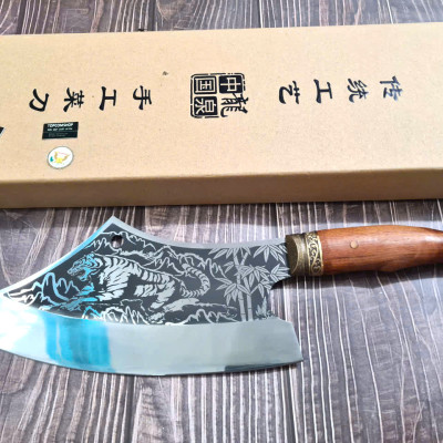 DAO BẾP - DAO THÁI CHẶT HOA VĂN HỔ MÃ A6 DT150 NT topcomshop vn