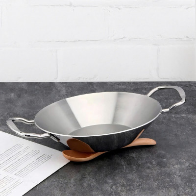 Chảo xào Inox 304 2 quai Seka đúc nguyên khối 3 lớp, Chảo Inox đáy từ dùng mọi loại bếp