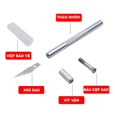 Bộ Dao Trổ Kim Loại Cắt Giấy Gỗ Dao khắc Thủ Công Mỹ Nghệ Thủ Công Tinh Xảo Siêu Bén kèm 5 lưỡi dao thay thế