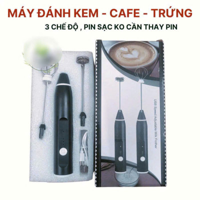 Máy Đánh Bọt Que Tạo Bọt Cafe Mini,  Trứng Cầm Tay  Không Dây Tích Điện 3 Chế Độ