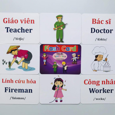 Thẻ Học Thông Minh Cho Bé, Bộ Thẻ Flashcard 19 Chủ Đề Với 256 Thẻ Khổ Lớn, Thẻ Học Song Ngữ Anh - Việt