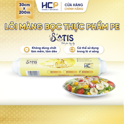 Lõi Màng Bọc Thực Phẩm PE SATIS 30cm x 200m Không Chứa Chất Phụ Gia Gây Hại Sức Khỏe Dùng Được Cho Lò Vi Sóng