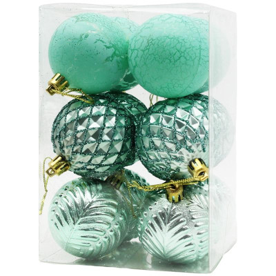 Hộp 12 Trái Châu Trang Trí Giáng Sinh - 6ADBCL12-H6 - Màu Xanh Mint