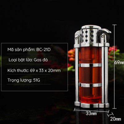Vỏ Hột Quẹt Bật Lửa Gas Đá BC-21D Thiết Kế Lộ Thiên Đẹp Độc Lạ - Nhiều Màu