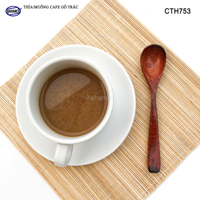 Thìa Cà Phê, muỗng pha trà, gỗ Trắc/Cẩm (HAHANCO) Chuôi uốn lượn sóng/Độc đáo - CTH753
