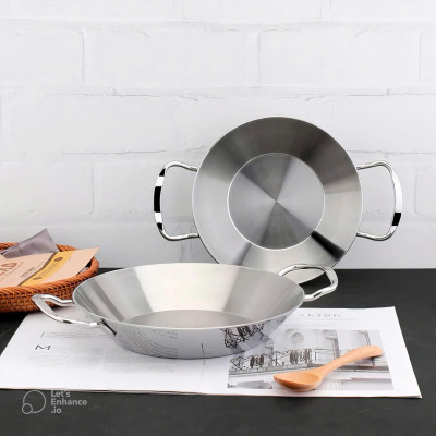 Chảo xào Inox 304 2 quai Seka đúc nguyên khối 3 lớp, Chảo Inox đáy từ dùng mọi loại bếp