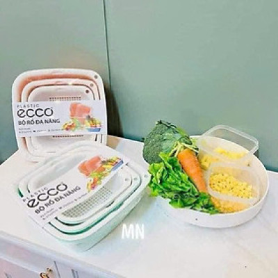 Bộ Rổ Nhựa Kèm Thau ECCO 6 Món Cao Cấp – Bộ 3 Rổ 3 Thau Đa Năng Tiện Dụng, Chất Liệu An Toàn, Phù Hợp Nhà Bếp Hiện Đại - HÀNG CHÍNH HÃNG MINIIN