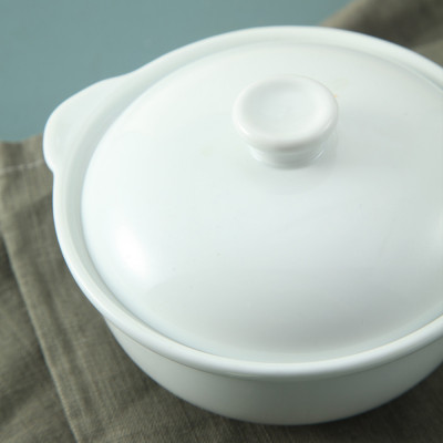 Bát hai tai có nắp Long Phương - Bát sứ đựng súp, chưng đồ ăn dặm size nhỡ 5 inch