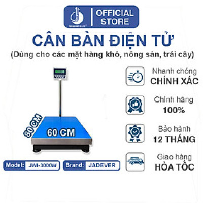Cân Bàn Điện Tử JWI-3000W - Mặt Bàn Cân 600x800MM