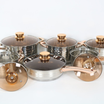 Bộ 6 Nồi Chảo Inox 5 Đáy Eb EBBERG EB-813 (EB-8013/EB8013B/EB-811) Dùng Mọi Bếp - Hàng Chính Hãng