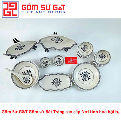 Bộ đồ ăn 6 người vẽ hoa móc Gốm Sứ G&T