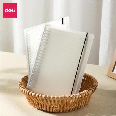 Sổ còng sắt B5 Deli file nhựa có kèm dây rút 120 trang