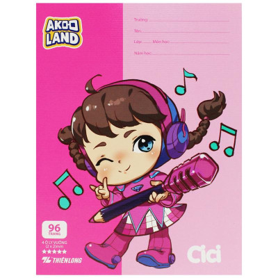 Tập Học Sinh Akooland Thế Giới Học Cụ Thần Kỳ - 4 Ô Ly - 96 Trang 100gsm - Thiên Long TP-NB061/AK (Mẫu Màu Giao Ngẫu Nhiên)