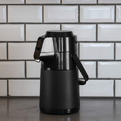 Combo phích giữ nhiệt Pearl Life 2.2L đen + kèm 6 cốc có quai 350ml nâu
