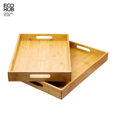 Khay tre hình chữ nhật ECOHUB đựng trà bánh nhiều size