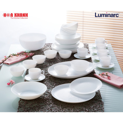 Tô Thủy Tinh Luminarc Diwali Trắng 18cm đựng thức ăn, cường lực, kháng vỡ - Bộ 3 cái - N3975