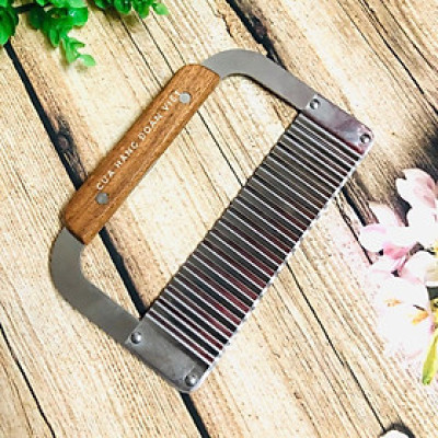 Dao Chặn Rau Củ - Dao Gợn Sóng Có Tay Cầm Gỗ - Inox Dày. Chuyên phục vụ Sp Gia dụng, Khuôn làm bánh, Dụng cụ học Sinh, N